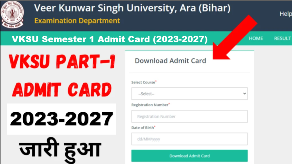 VKSU Semester 1 Admit Card (2023-2027)