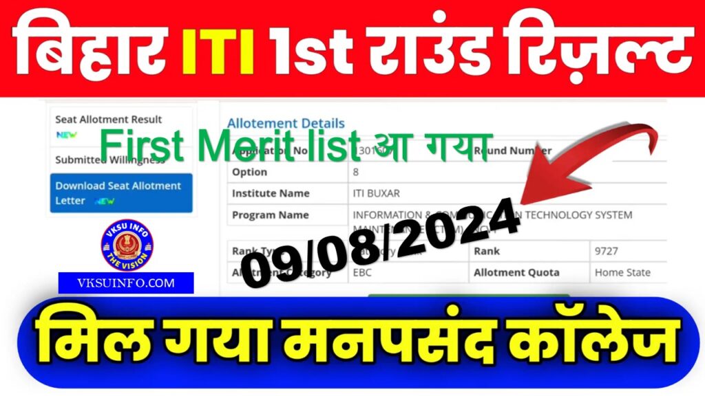 Bihar ITI Merit List 2024 Download